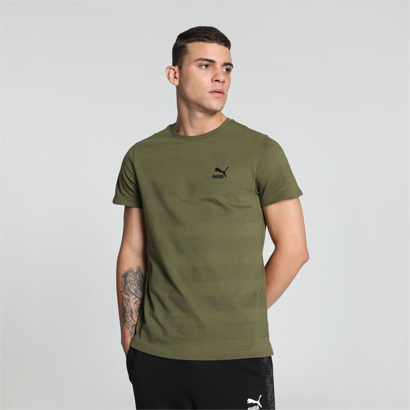 Men's PUMA Classics Jacquard T-shirt in Green size S