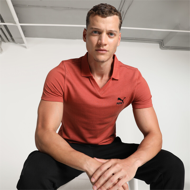 Men's PUMA Classics Jacquard Slim Fit Polo in Apple Cider size S
