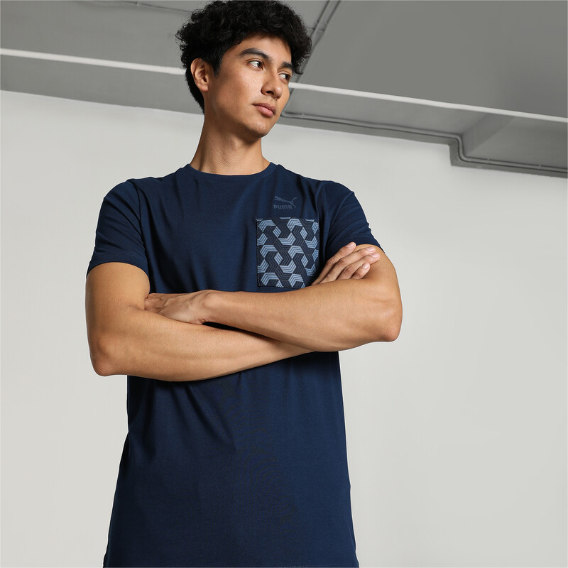 Men's PUMA Classics Utility T-shirt in Black/Blue size S