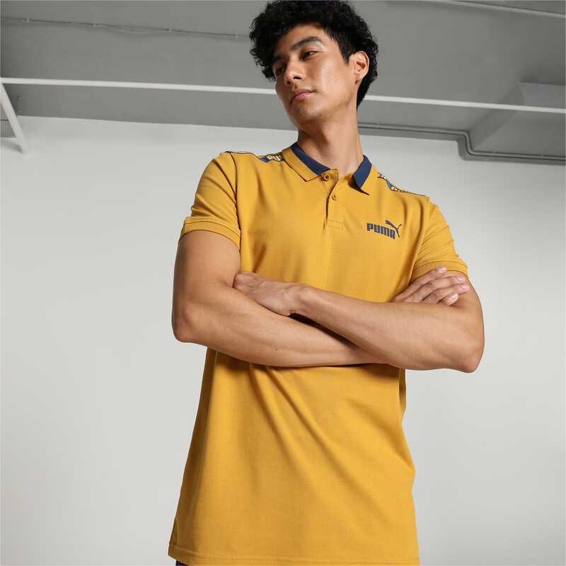 Men's PUMA Classics Modern Slim Fit Tipping Polo in Amber size S