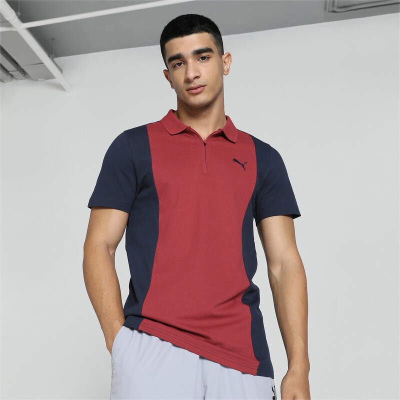 Men's PUMA Elevated Colorblock Slim Fit Polo in Blue size L