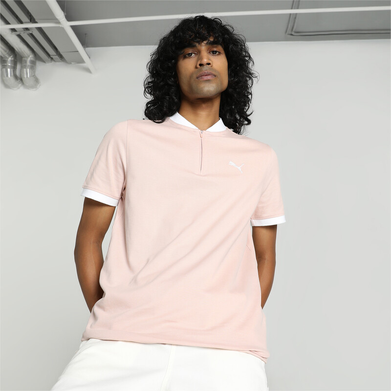 Men's PUMA Baseball Collar Slim Fit Polo in Pink size M