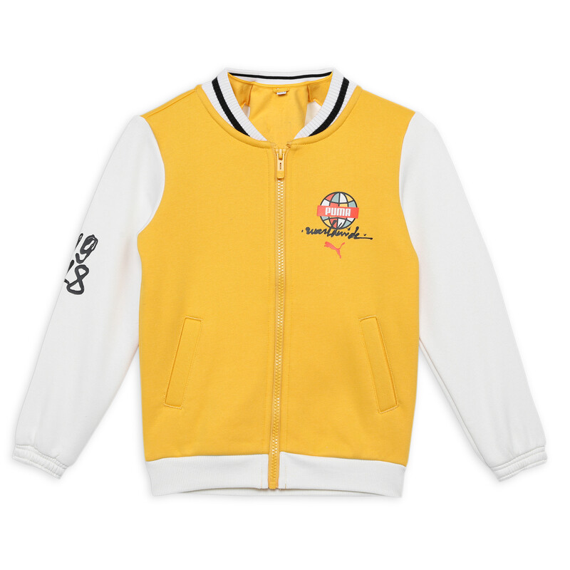 PUMA Worldwide Boy's Bomber Jacket in Yellow size 7-8Y