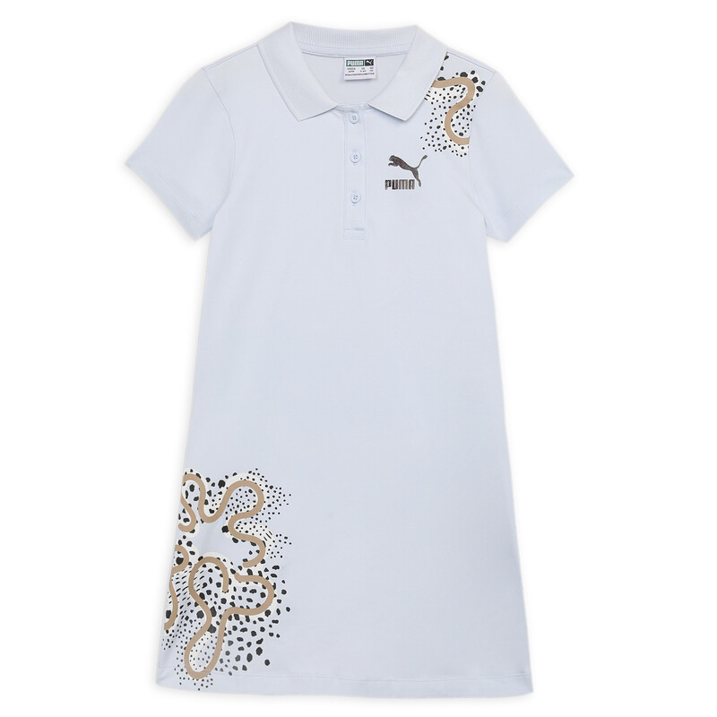 PUMA Flower Graphic Kid's Polo Dress in Black/Blue size 11-12Y