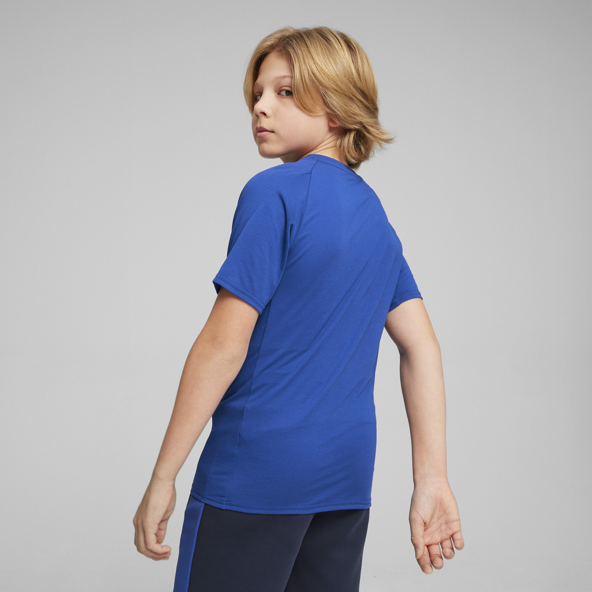 PUMA EVOSTRIPE T-Shirt In Blue, Size 9-10 Youth