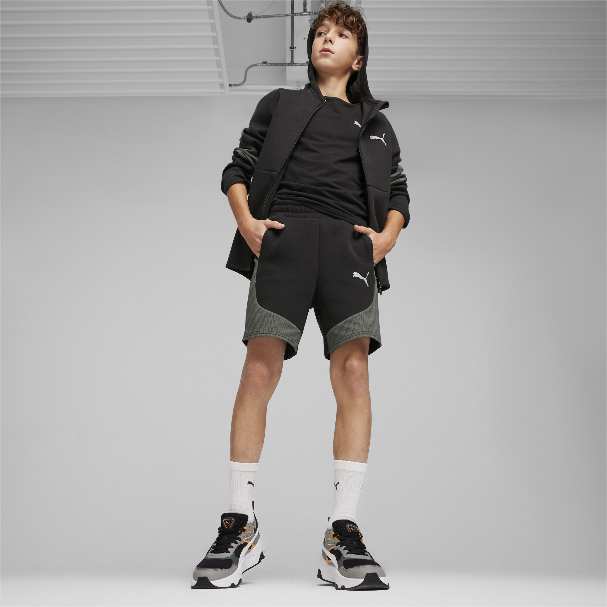 PUMA EVOSTRIPE Shorts In Black, Size 7-8 Youth