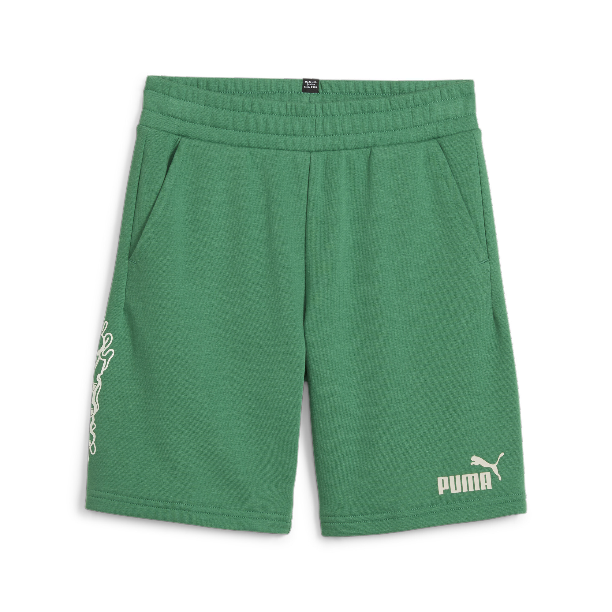 Men's Puma ESS+ Mid 90s Youth Shorts, Green, Size 7-8Y, Age
