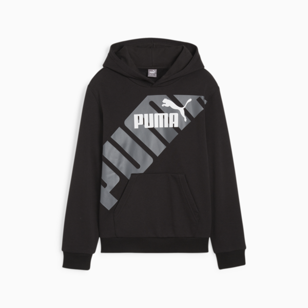PUMA POWER Youth Graphic Hoodie, PUMA Black, large-ZAF