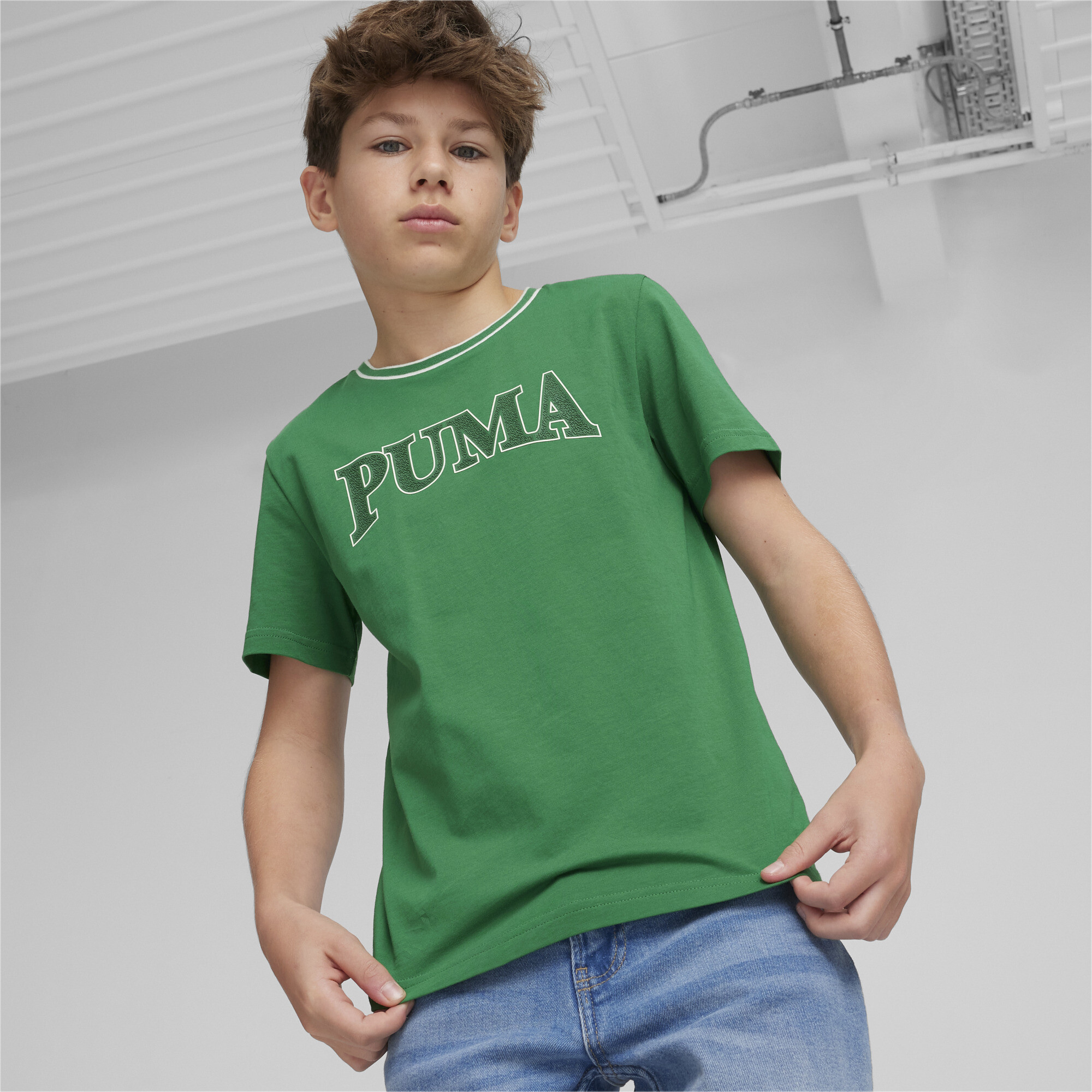 Men's Puma SQUAD Youth T-Shirt, Green, Size 11-12Y, Age
