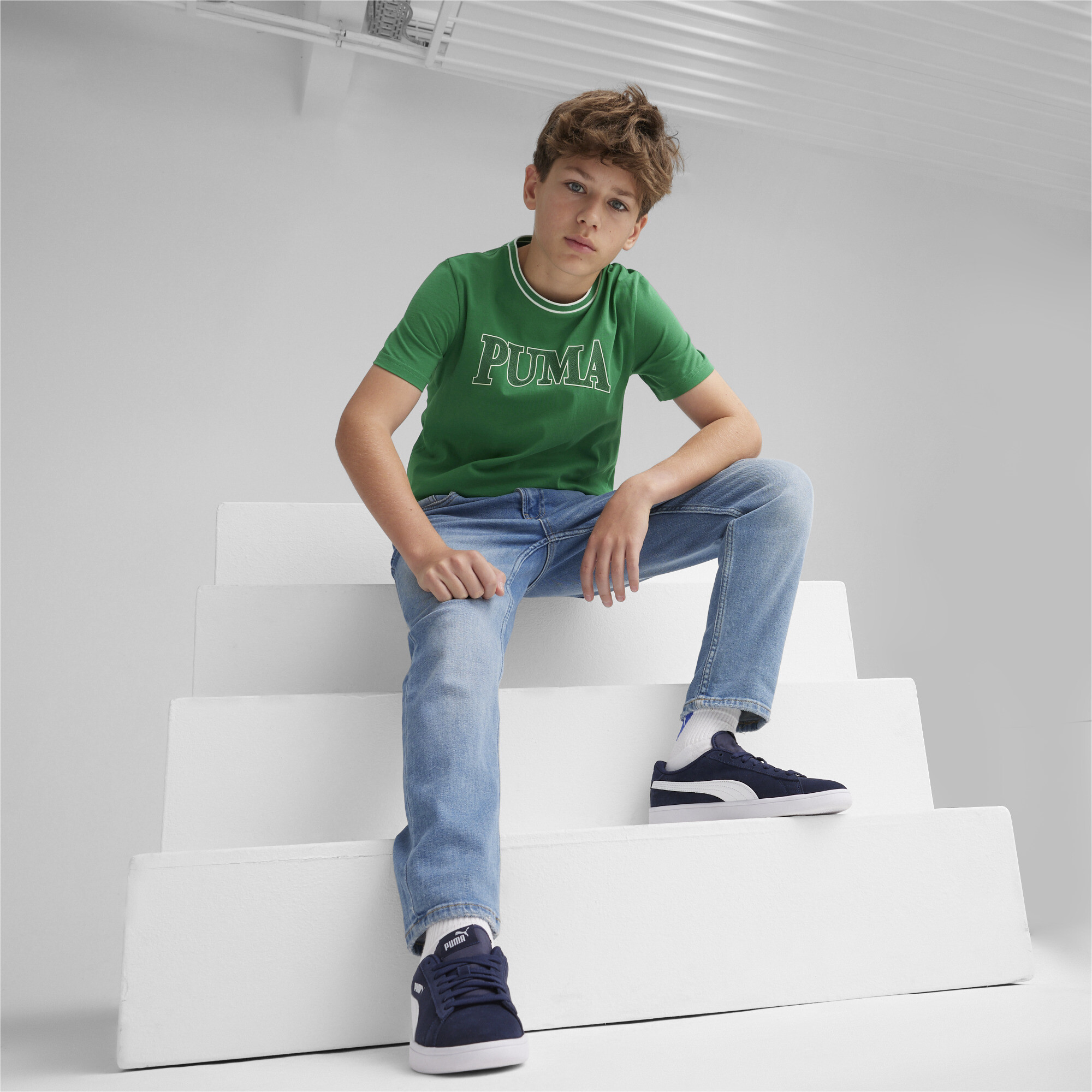 Men's Puma SQUAD Youth T-Shirt, Green, Size 11-12Y, Age