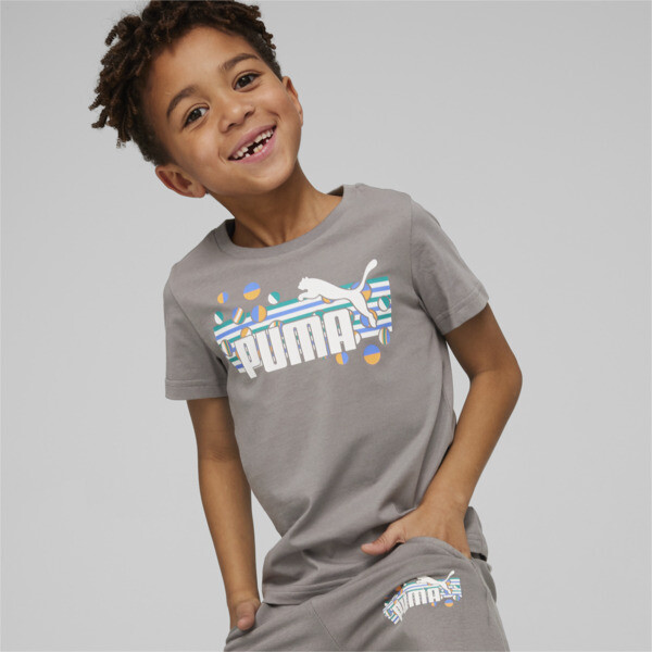 Puma Ess+ Summer Camp Little Kids' T-shirt In Cast Iron