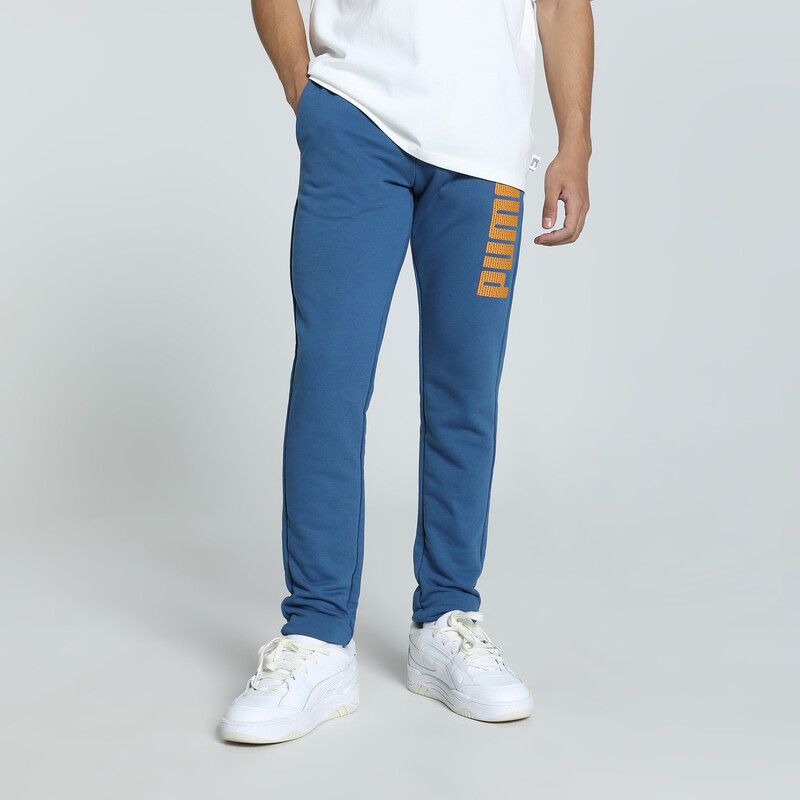 Men's PUMA Knitted Graphic Slim Fit Pants in Black/Blue size S