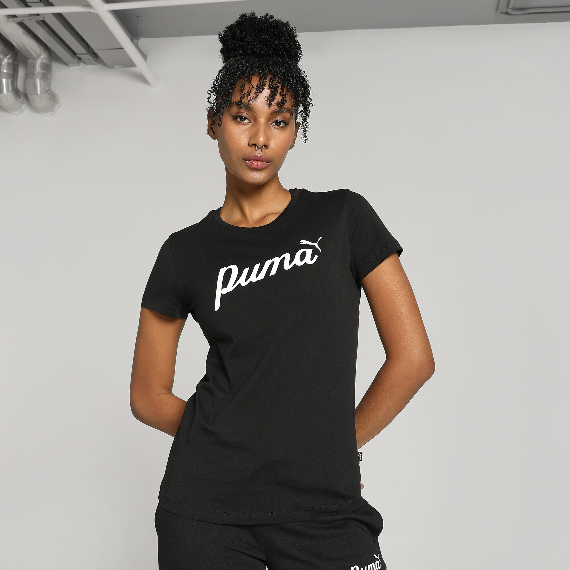 Puma ESS+ Script T-Shirt Damen | Mit Print | Black | Größe: 3XL