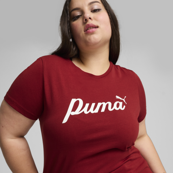 ESS+ Women's Script Tee, Intense Red, large-MEX