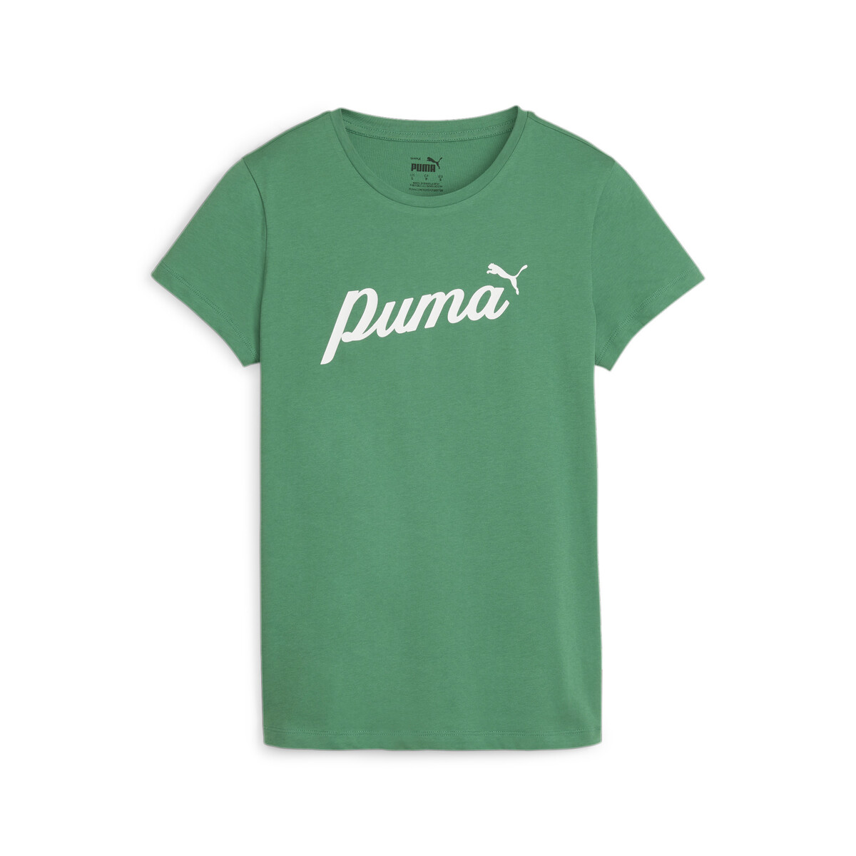 Essentials+ Women's Script T-Shirt in Archive Green by PUMA, Small