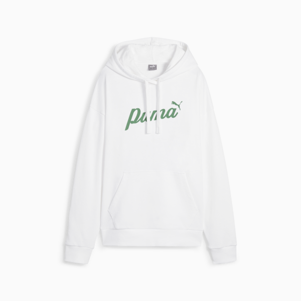 ESS+ Script Women's Hoodie, PUMA White, large-ZAF