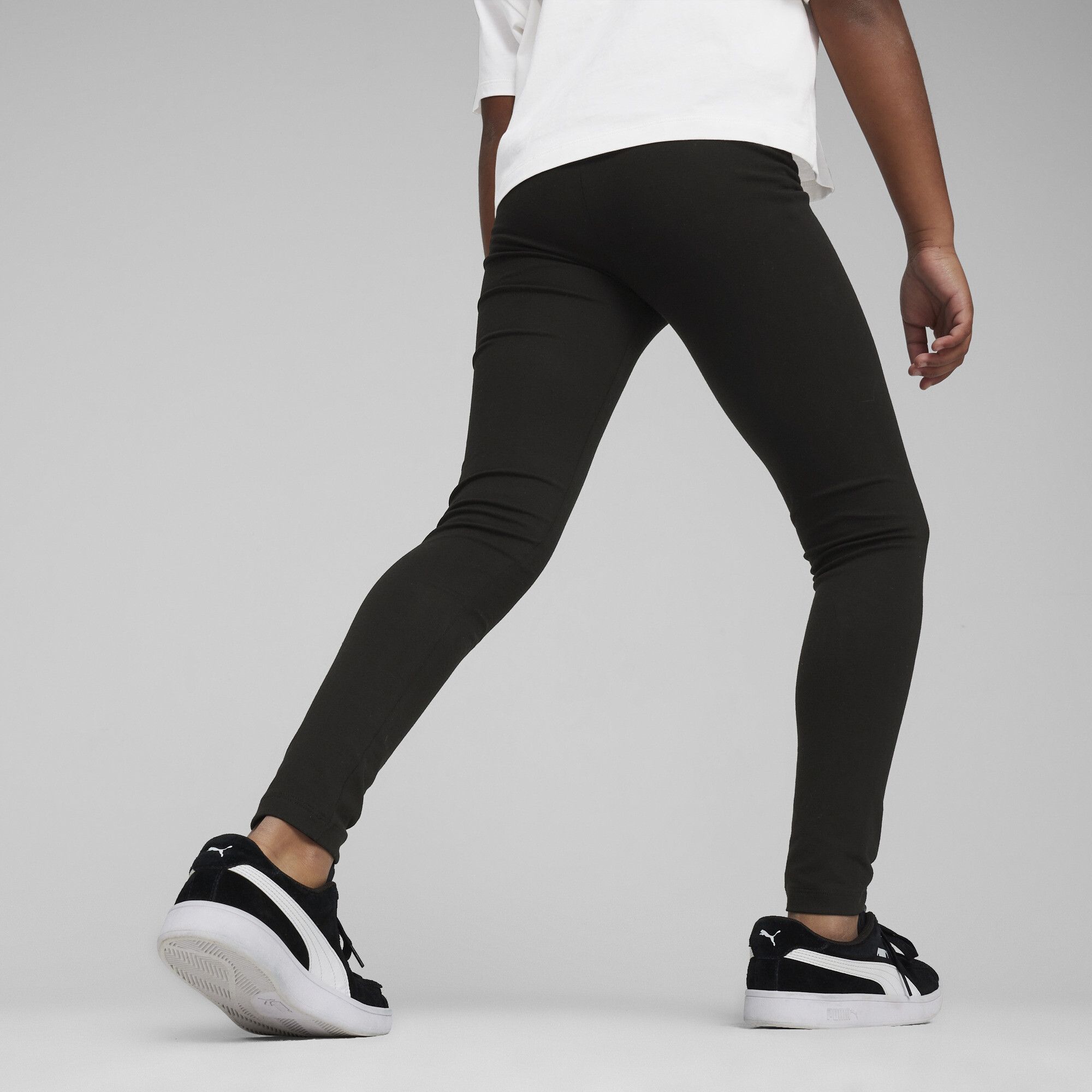 PUMA POWER Leggings In Black, Size 7-8 Youth, Cotton