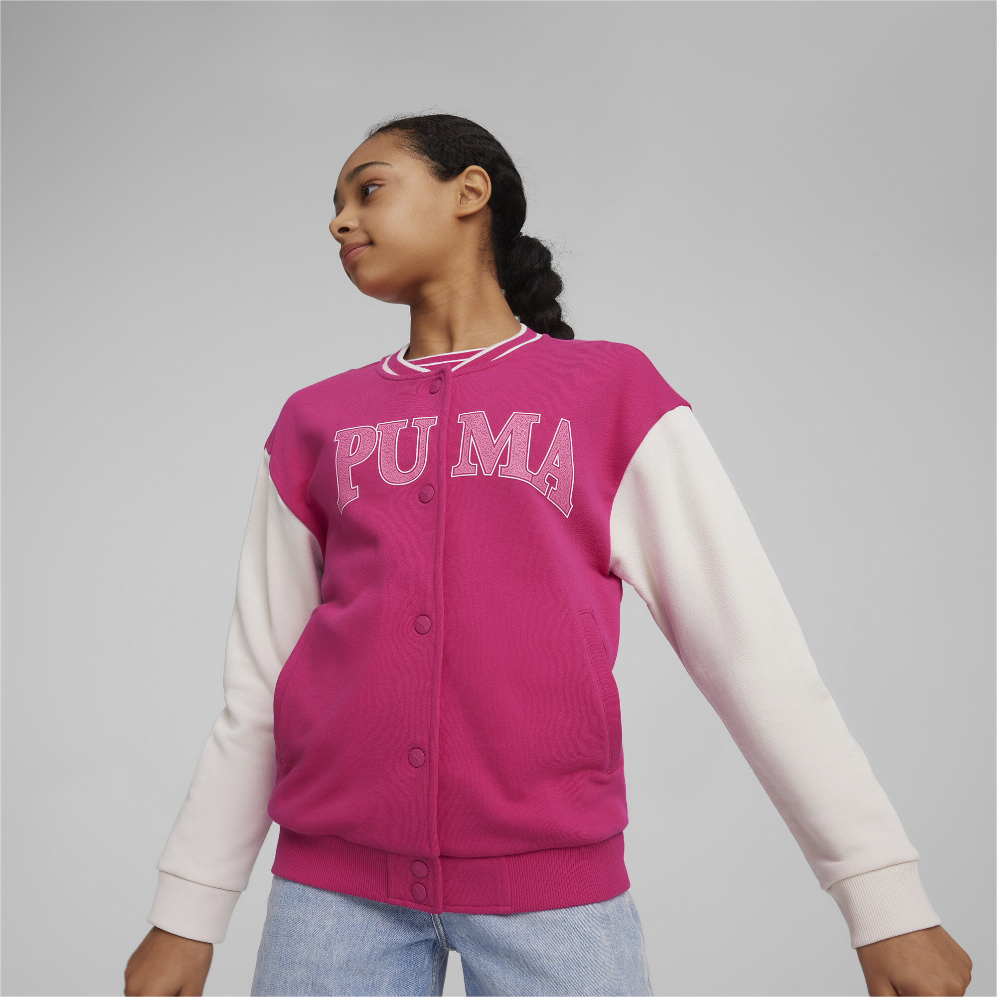Women's Puma SQUAD Youth Jacket, Pink, Size 7-8Y, Clothing