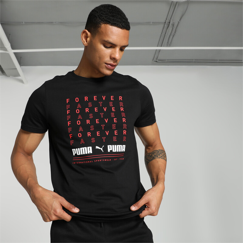 Men's PUMA Box Graphic Slim Fit T-shirt in Black size S