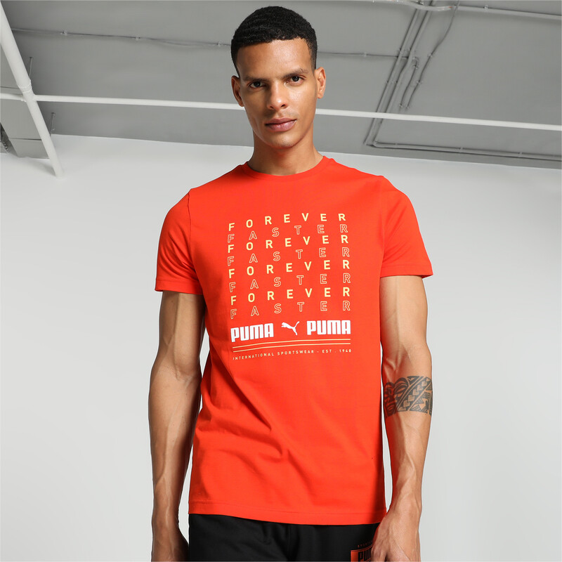 Men's PUMA Box Graphic Slim Fit T-shirt in Warm Earth size S