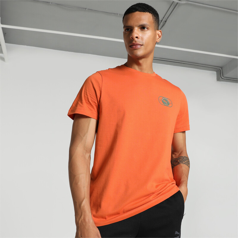 Men's PUMA Stylized Logo Graphic Slim Fit T-shirt in White/Red size S