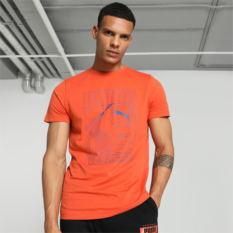 Men's PUMA Sport Inspired Graphic Slim Fit T-shirt in White/Red size S