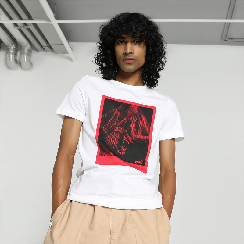 Men's PUMA Sport Graphic Slim Fit Tee in White size S