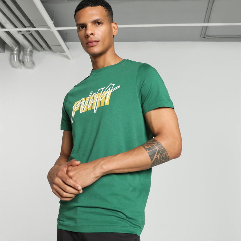 Men's PUMA Typography Slim Fit T-shirt in Vine size S