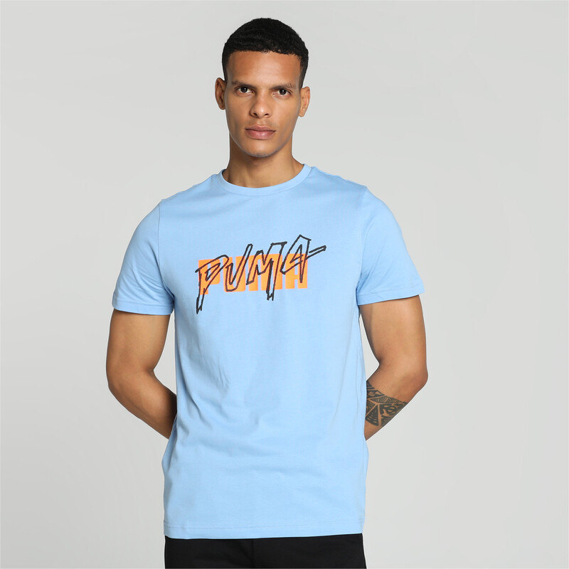 Men's PUMA Typography Slim Fit T-shirt in Day Dream size S