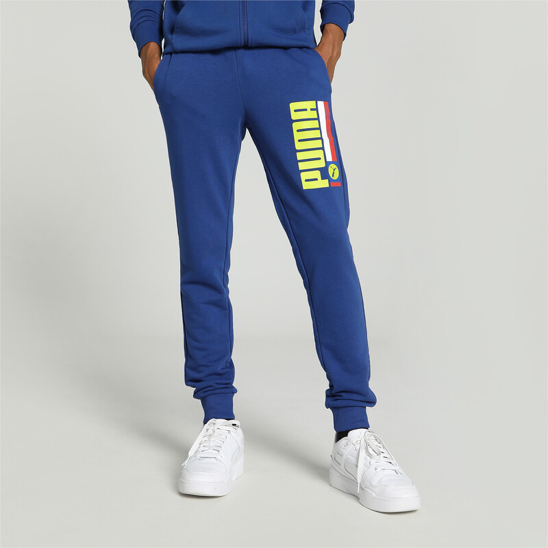 Men's PUMA Stylized Logo Slim Fit Pants in Black/Blue size S