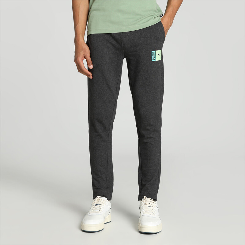 Men's PUMA Stylized Logo Slim Fit Pants in Gray size S