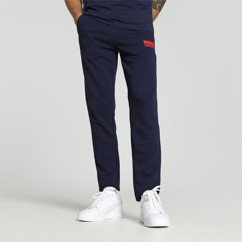 Men's PUMA Logo Slim Fit Pants in Blue size S
