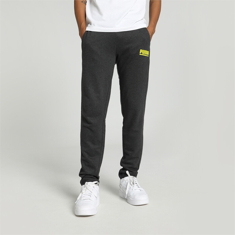 Men's PUMA Logo Slim Fit Pants in Gray size S