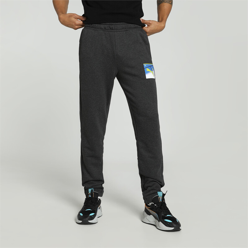 Men's PUMA Sport Graphic Slim Fit Pants in Gray size S