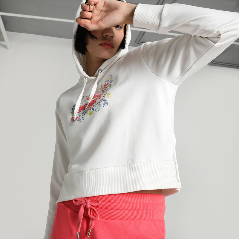 Women s PUMA Classics Crop Hoodie in White size M PUMA