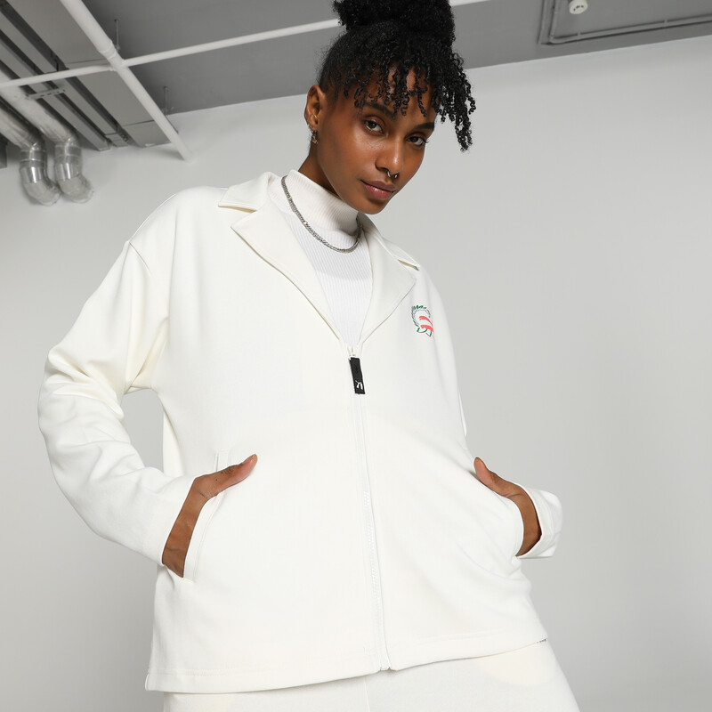Women's PUMA Classics Knitted Relaxed Fit Blazer in White size M