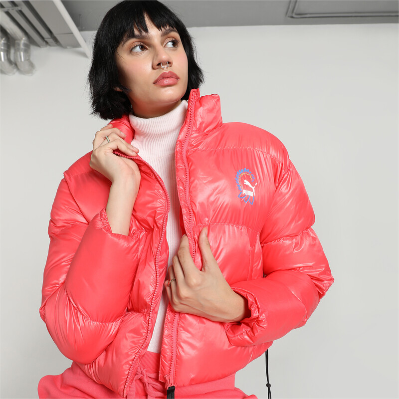 Women's PUMA Classics Padded Puffer Jacket in Black/Blue size M