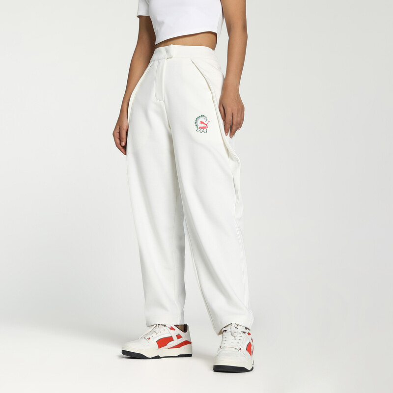 Women's PUMA T7 Relaxed Fit Slouchy Pants in White size 32
