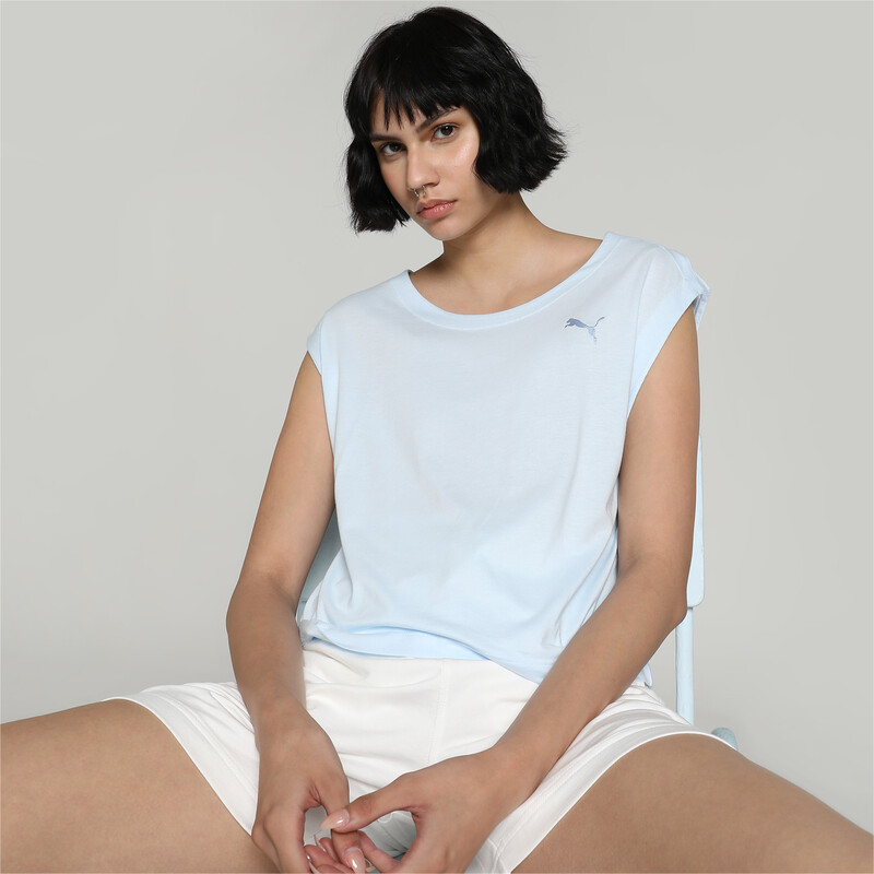 Women's PUMA Extended Shoulder Tee in Black/Blue size XL