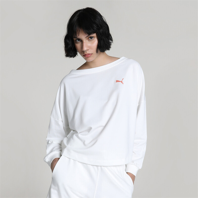 Women s PUMA Cross Back Crew Neck Sweatshirt in White size M