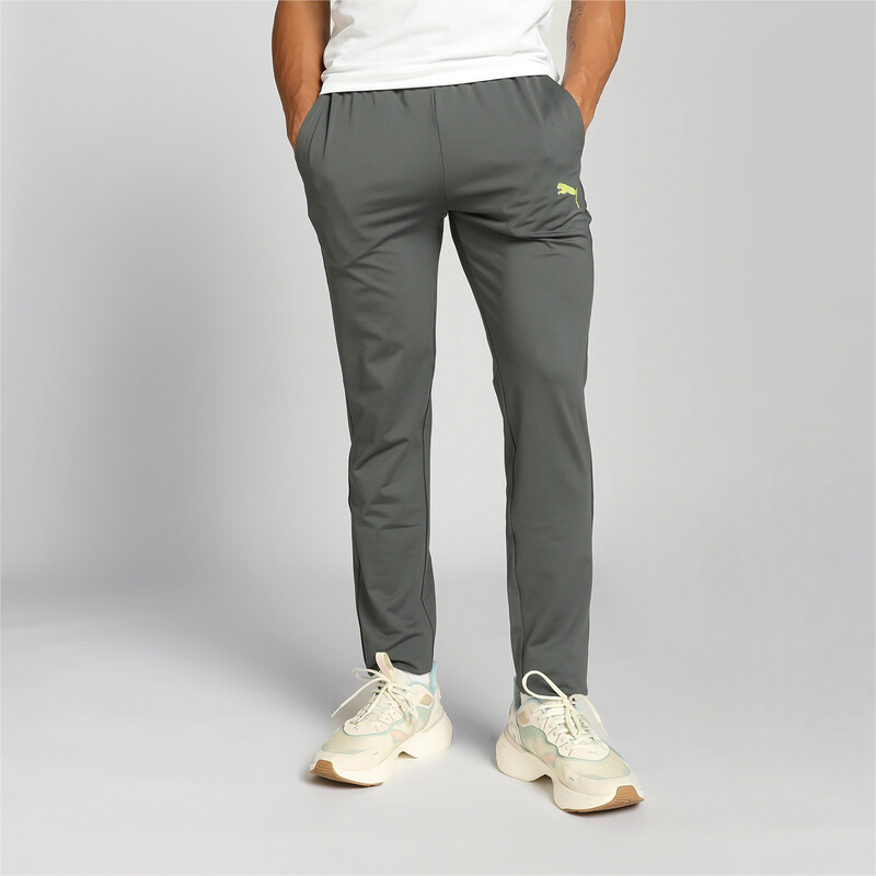 Men's PUMA Active Graphic Slim Fit Pants in Gray size M