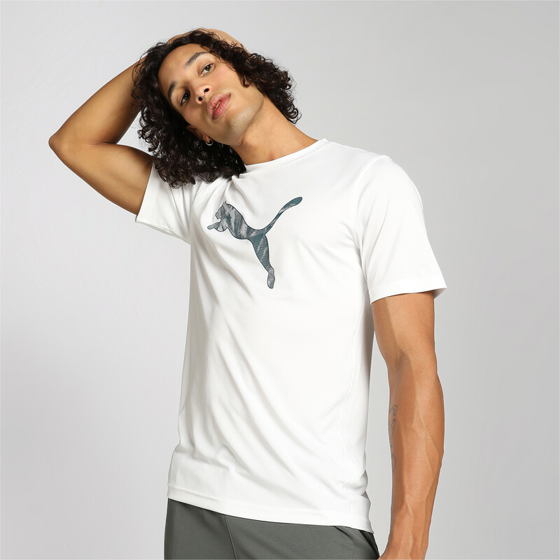 Men's PUMA Performance Cat Slim Fit T-shirt in White size L