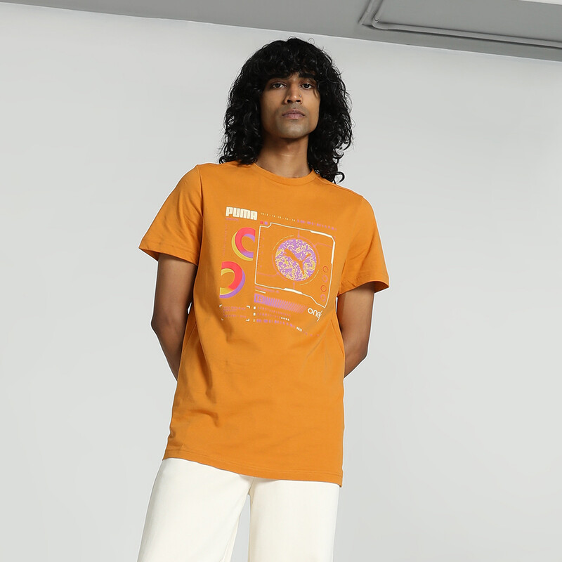 Men's PUMA X One8 Core Elevated Slim Fit T-shirt in Ginger Tea size M