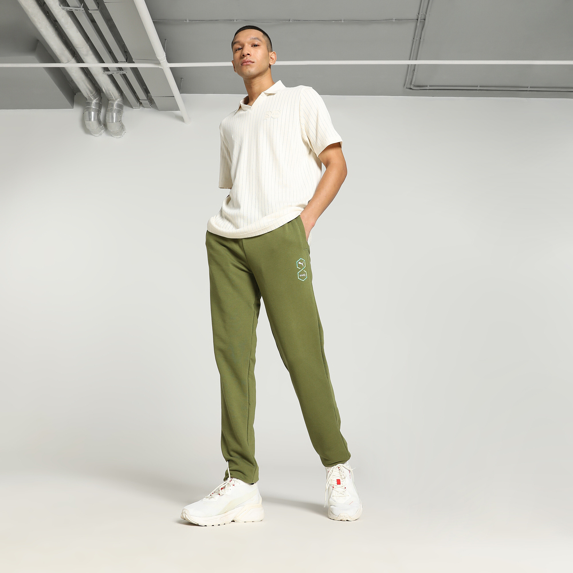 Men's PUMA X One8 Core Knitted Slim Fit Pants In Green, Size Small