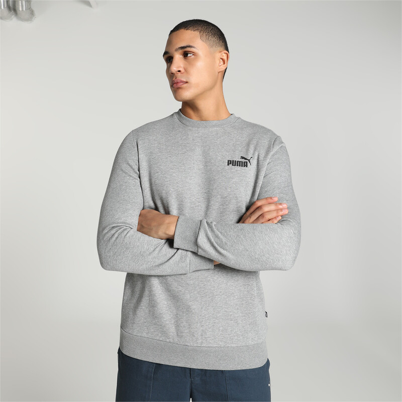 Men's PUMA Small Logo Crew-Neck Sweatshirt in Gray size L