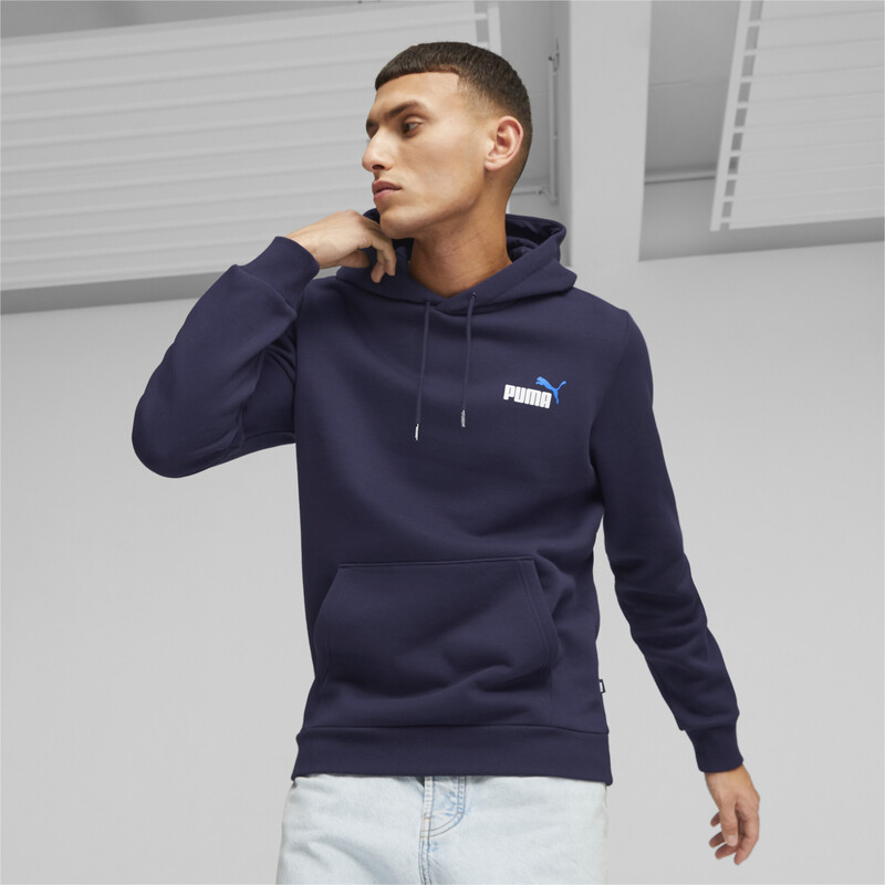 Men's PUMA Small Logo Hoodie in Blue size XXL