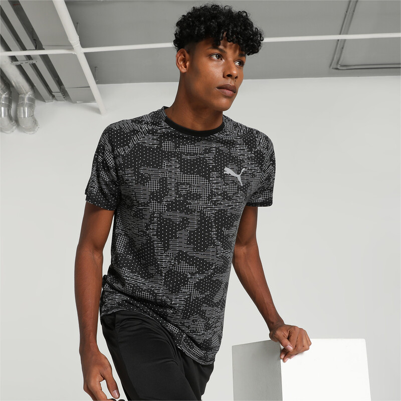 Men's PUMA EVOSTRIPE Printed T-shirt in Black size S