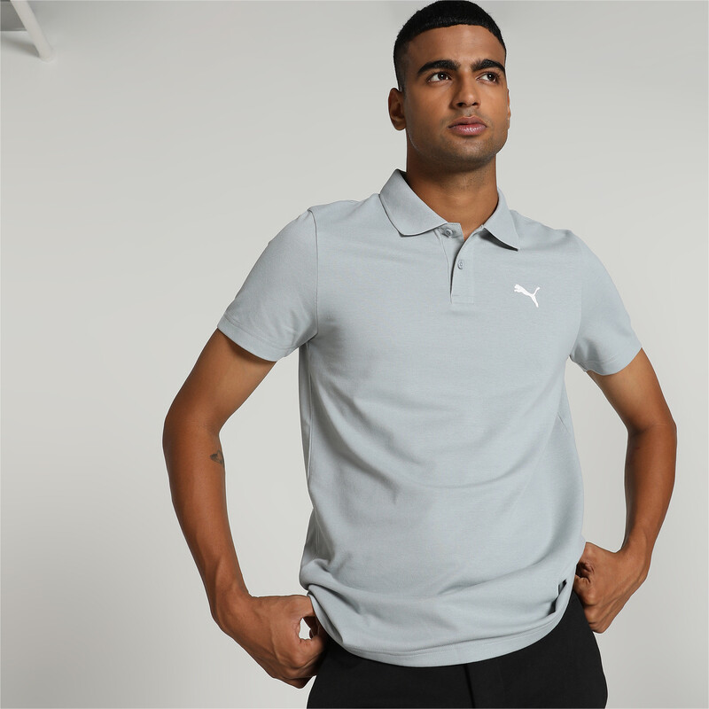 Men s PUMA Ess Slim Fit Cotton Polo T shirt in Gray size S