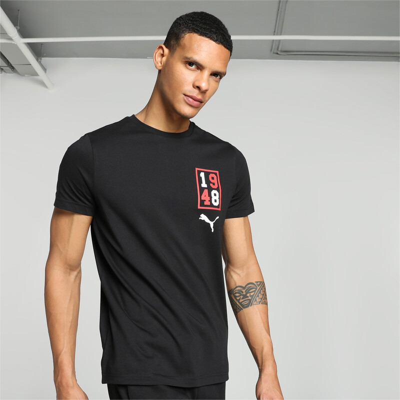 Men's PUMA Logo Graphic Slim Fit T-shirt in Black size S