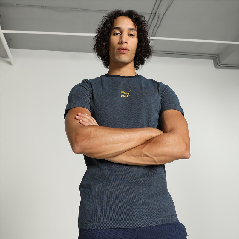Men's PUMA Classics Pique Slim Fit T-shirt in Blue size M